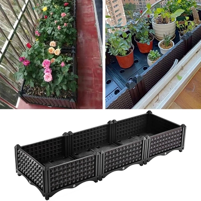 cajas vegetales del plantador de la longitud de los 80cm en prueba larga plástica de la polilla de la caja del plantador de las ruedas