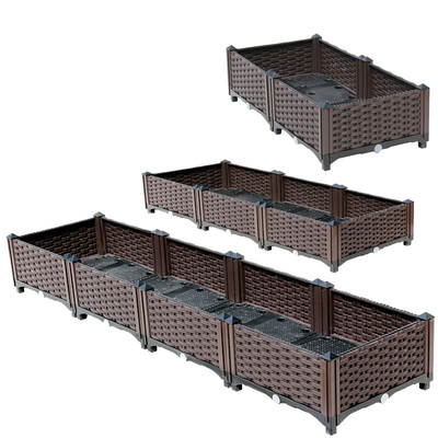 Envases de plástico plásticos multifuncionales de la caja del plantador de los 26CM Brown para las camas aumentadas del jardín