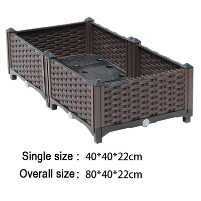 El plantador aumentado plástico del hogar los 80*40*22CM Brown encajona estilo europeo del rectángulo