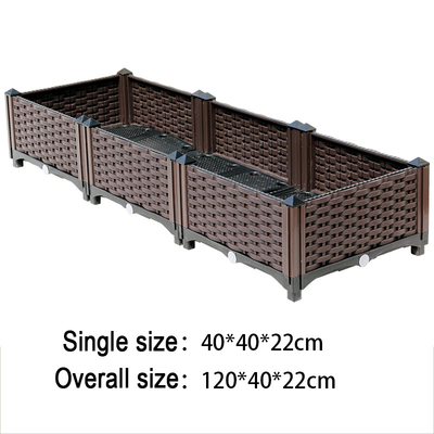 El plantador aumentado plástico del hogar los 80*40*22CM Brown encajona estilo europeo del rectángulo