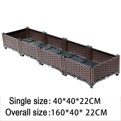 El plantador aumentado plástico del hogar los 80*40*22CM Brown encajona estilo europeo del rectángulo