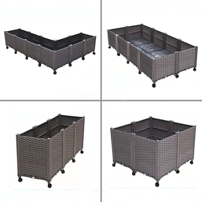Prueba plástica rodada patio drenable del insecto de la caja del plantador del rectángulo de la caja del plantador