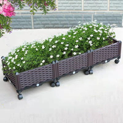 Camas de establecimiento aumentadas plásticas almacenables de la prueba del insecto Herb Planter Box On Wheels