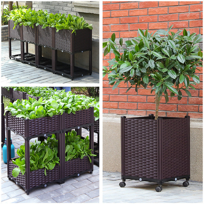 El modelo tejido negro elevó el plantador plástico que la caja los 42*42*20cm instala simplemente