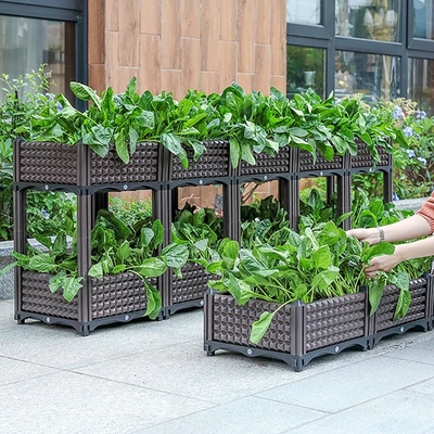 El modelo tejido negro elevó el plantador plástico que la caja los 42*42*20cm instala simplemente