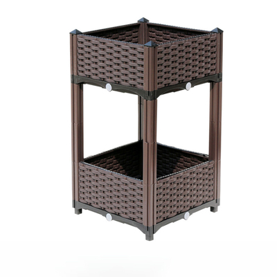 Caja elevada plástica del plantador del cuadrado ancho de los a casa 40cm con capa doble de las ruedas