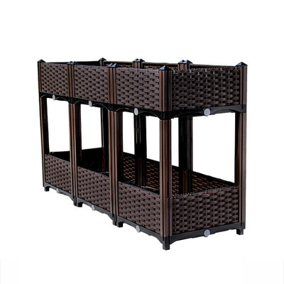 Caja elevada plástica del plantador del cuadrado ancho de los a casa 40cm con capa doble de las ruedas