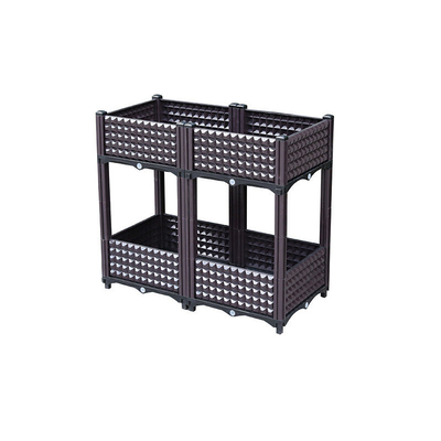 Caja elevada plástica del plantador del cuadrado ancho de los a casa 40cm con capa doble de las ruedas