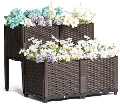 El plantador elevado plástico adaptable del jardín aumentó plástico de las camas de flor no cubierto