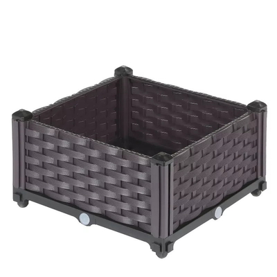 Cama de jardín elevada de plástico con maceta apilable rectangular para exteriores